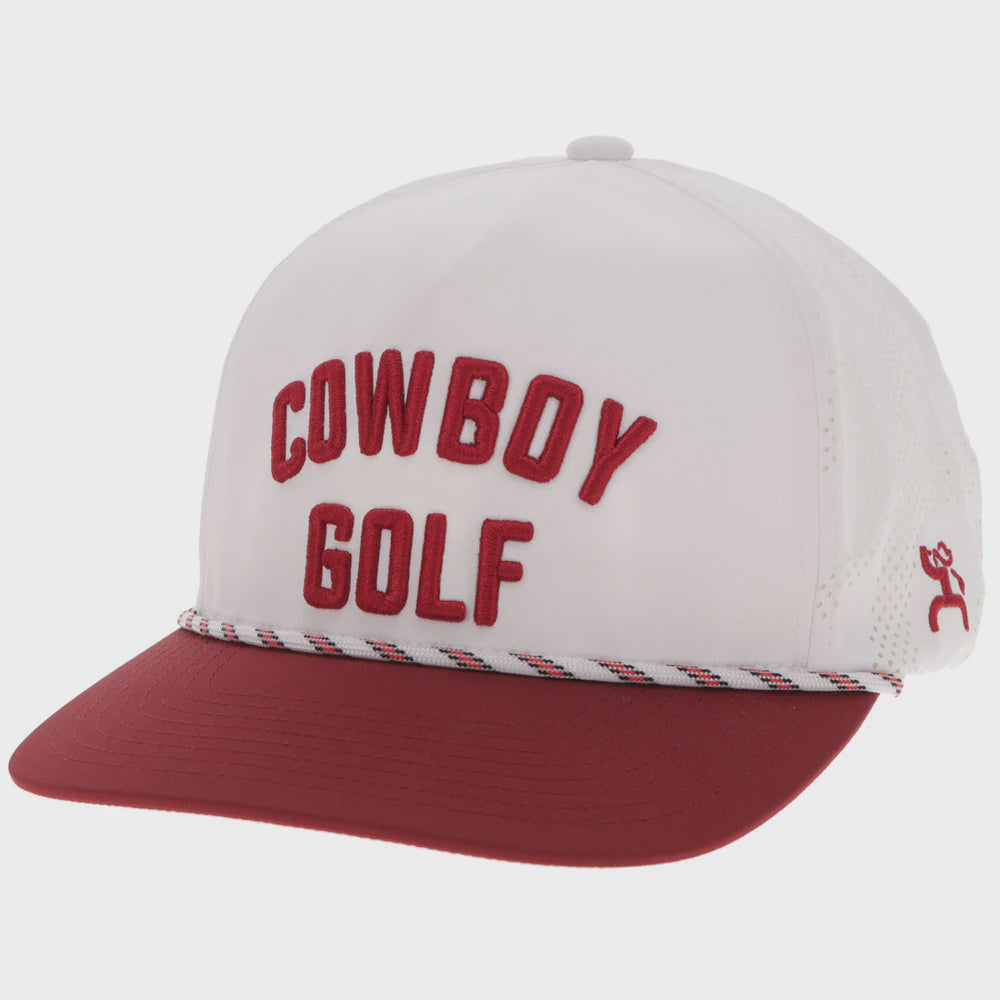Cowboy Golf" Hat White & Red