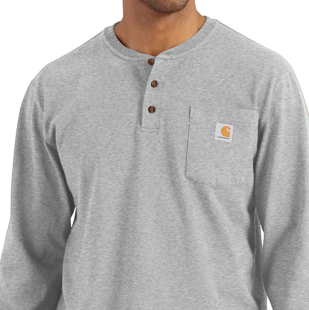 K128 Loose Fit Henley Grey LS