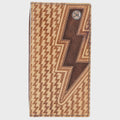 "Zemi" Tan Basket Weave w/ Brown Lightning Bolt
