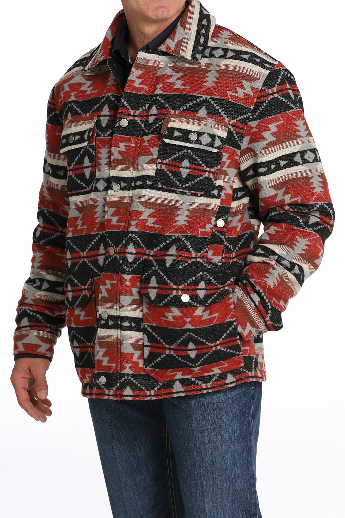 Black and Red Aztec wool snap