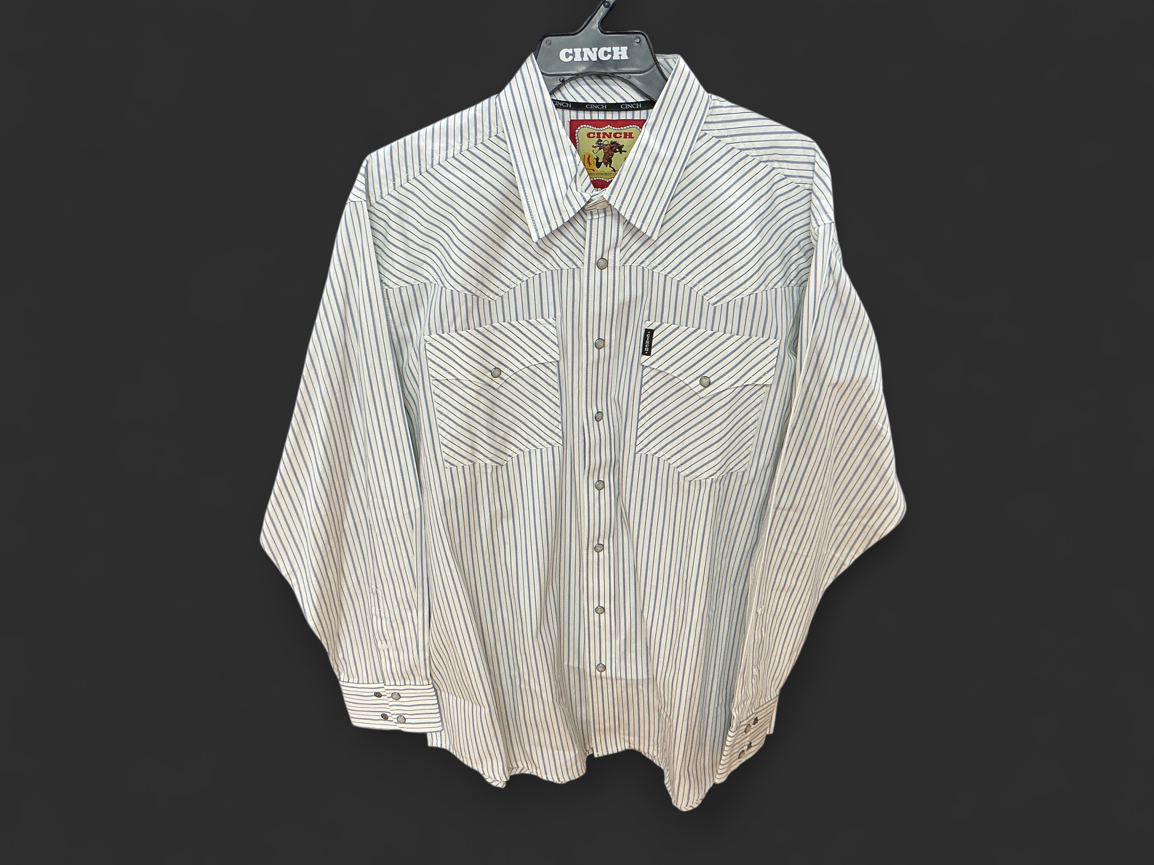WHITE BLU STRIPE SNAP